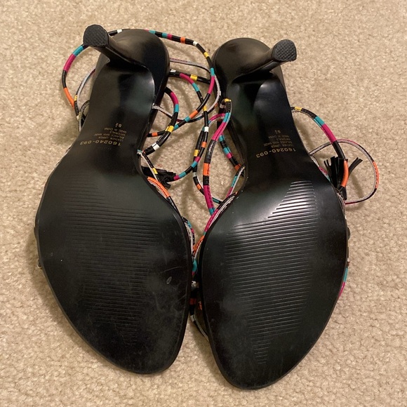 Colin Stuart Colorful Leather Straps Lace-Up/Wrap Sandals Heels Size 6.5 - Picture 8 of 13